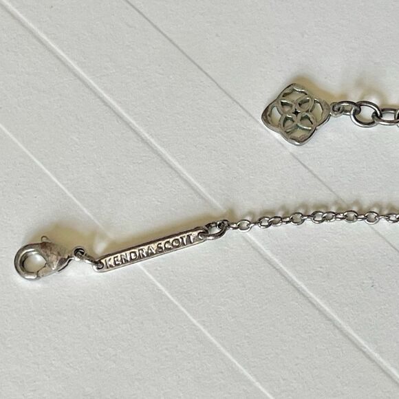 Kendra Scott Elisa Platinum Drusy Pendant Silver Necklace - Picture 14 of 14